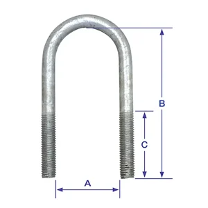 M12 x 51mm Inside "A" Width U-Bolt Galv Round Top