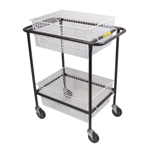 Compact BCT1 basket cart, 740mm long x 840mm high x 460mm wide, for narrow-aisle stock picking.