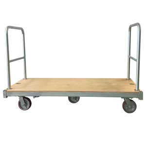 BFT1000D Adjustable Heavy-Duty Trolley, 1600mm x 800mm deck, 1000kg capacity, double-ended for industrial transport.