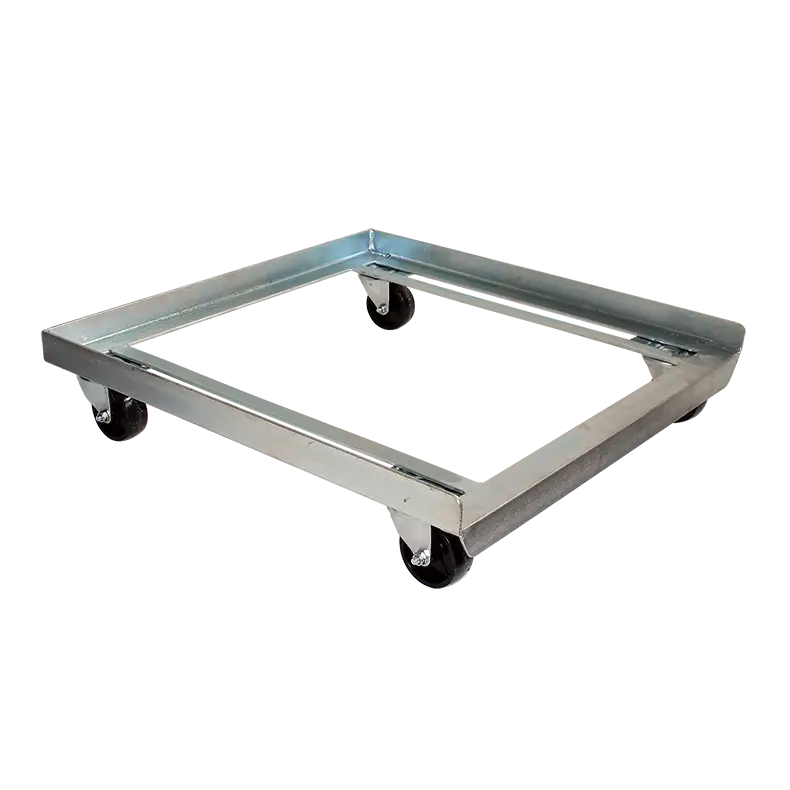 DDSQ square drum dolly, heavy-duty 4-wheel mobile base for 200L industrial drums.
