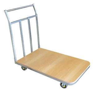 Durable zinc-plated PTFS100 platform truck with an ergonomic push handle and 1000mm long deck.