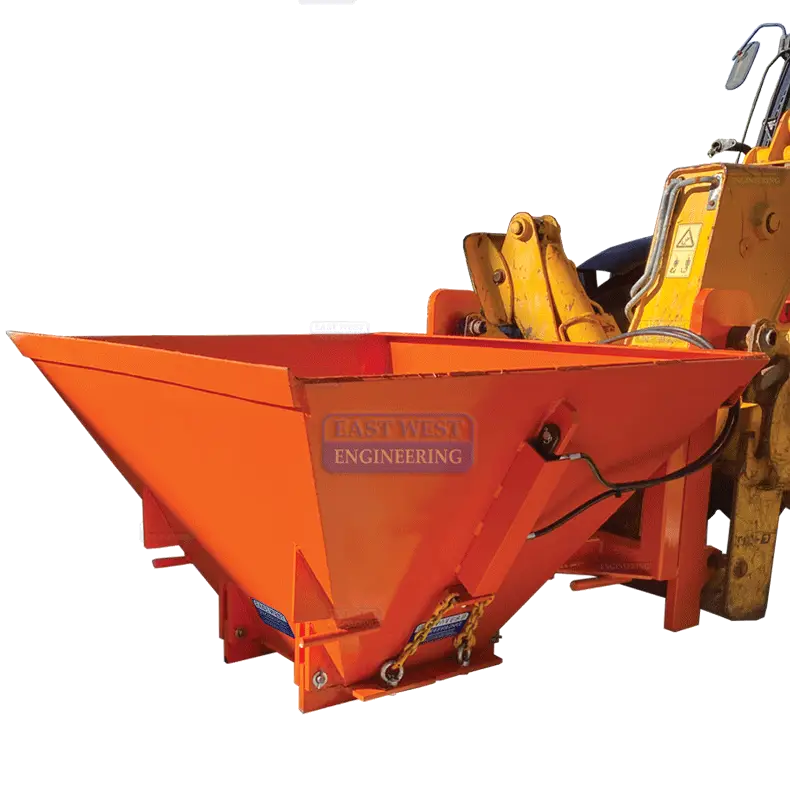 QXB150 Bulk Bag Filling Bucket, 1500kg WLL, with hydraulic chute gate for controlled filling.