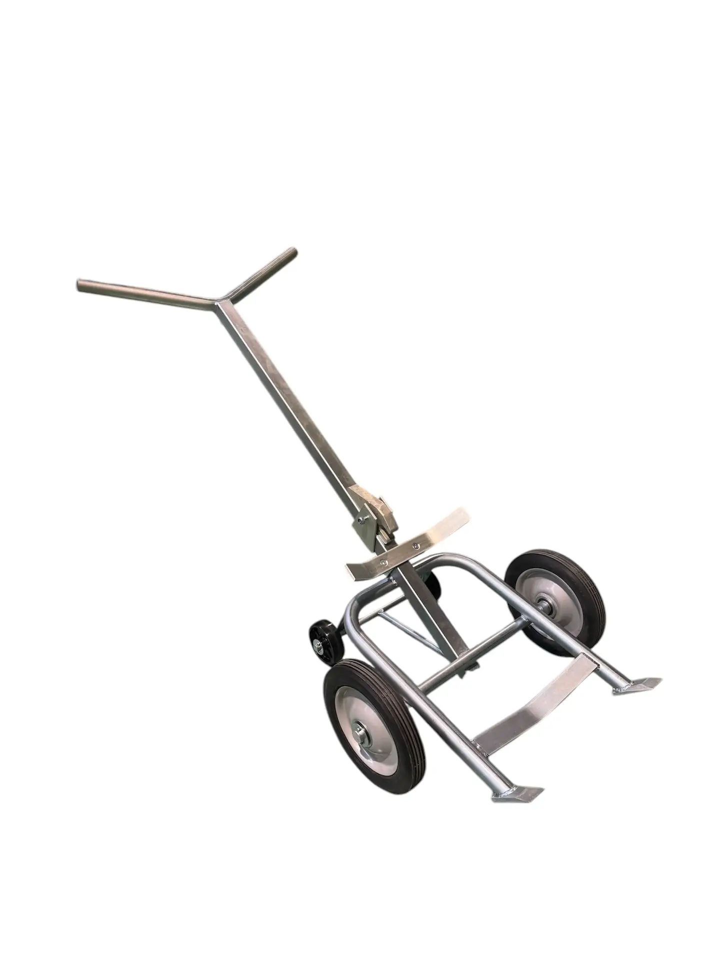 "DTWHBB Heavy Duty Drum Truck with 250mm solid rubber wheels for safe and secure drum handling."