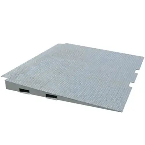 Low-gradient steel ramp designed for smooth forklift entry into shipping containers.